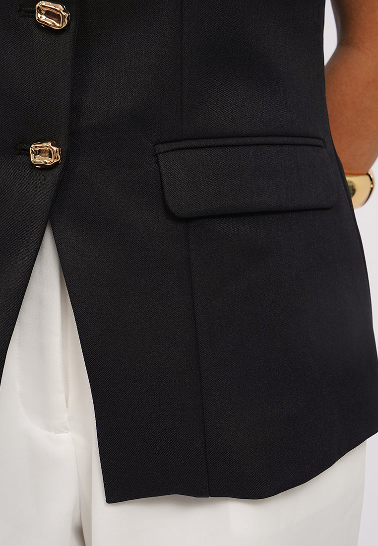 Buttoned Long Sleeve Vest