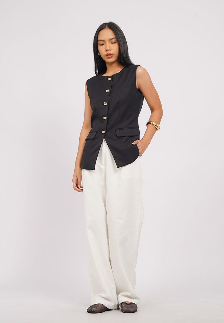 Buttoned Long Sleeve Vest