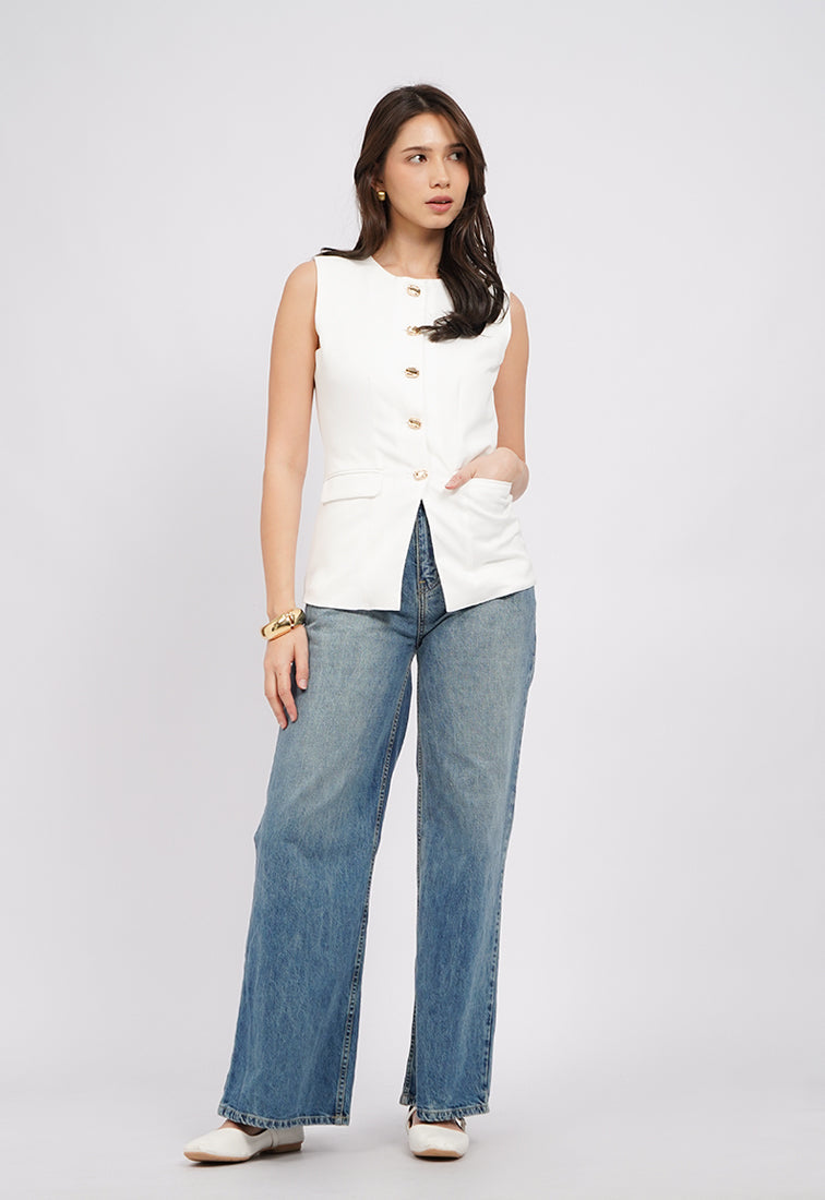 Buttoned Long Sleeve Vest