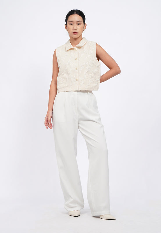 Jacquard Crop Vest with Collar