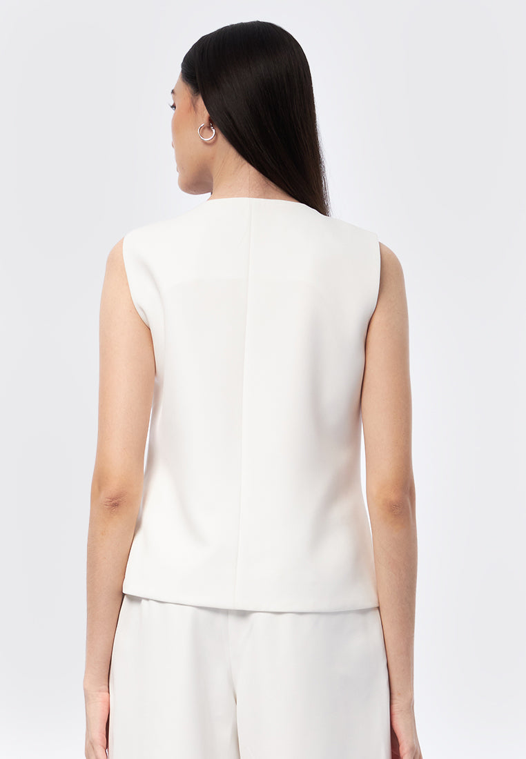 Asymmetrical Vest with Button Details