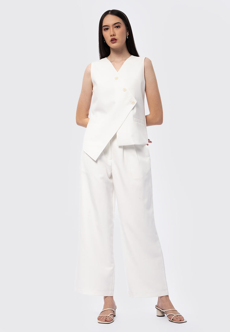 Asymmetrical Vest with Button Details