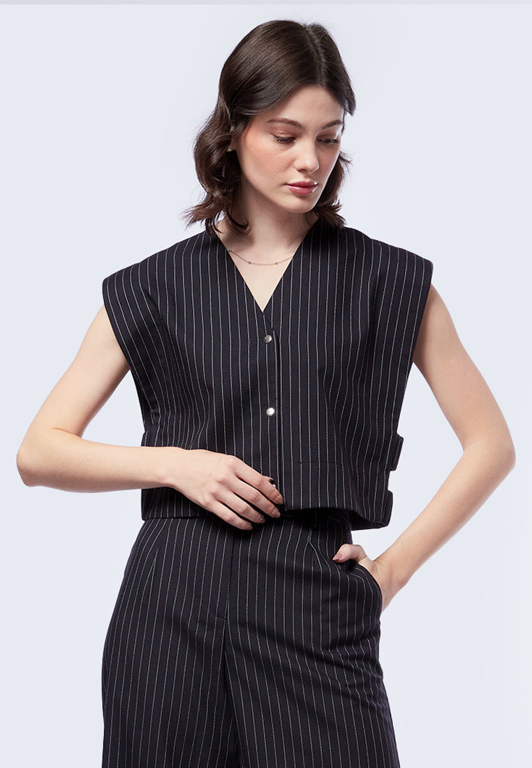 Pin-Stripes Crop Vest