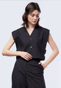 Pin-Stripes Crop Vest