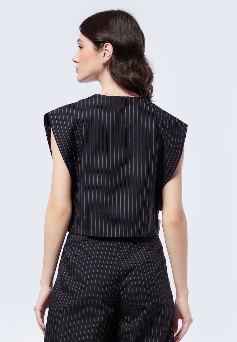 Pin-Stripes Crop Vest