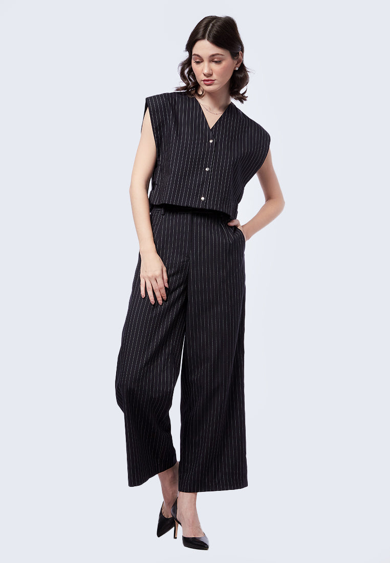 Pin-Stripes Crop Vest