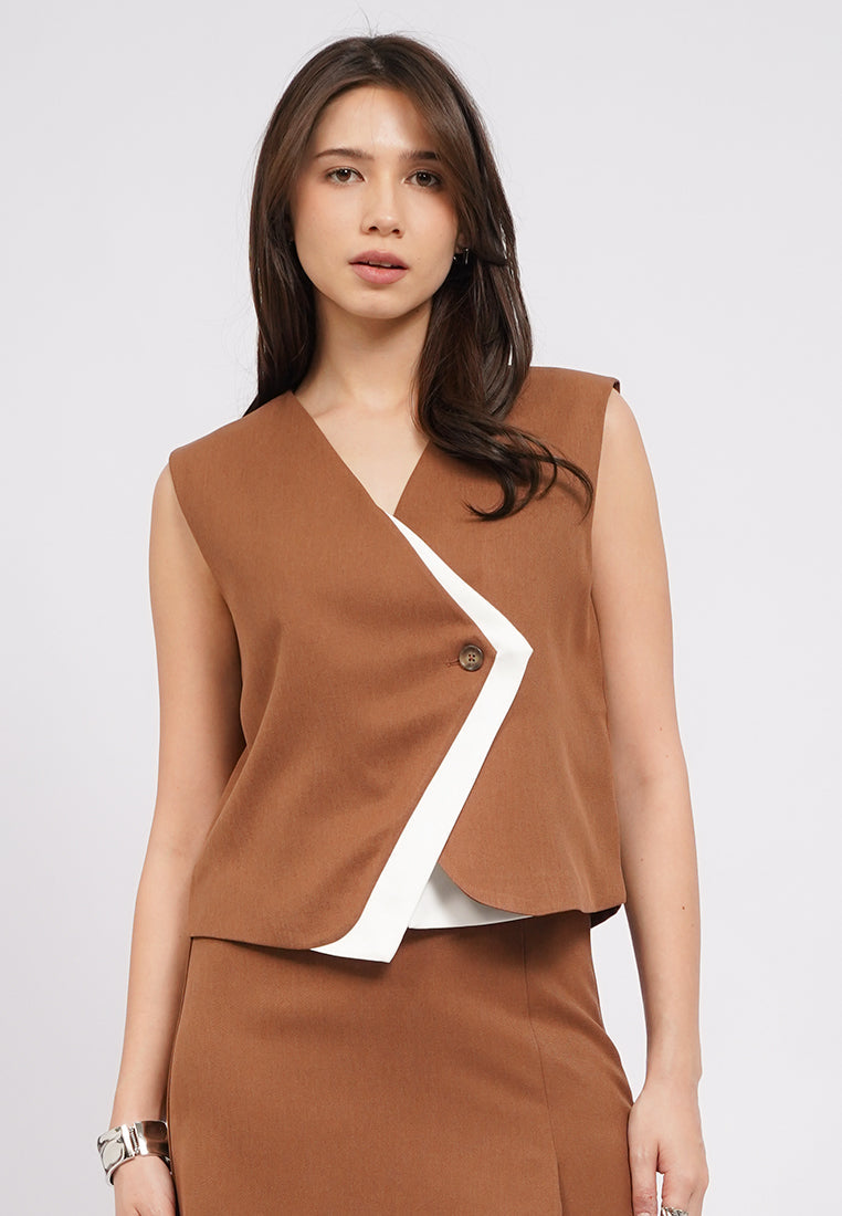 V-Neck Colorblock Vest