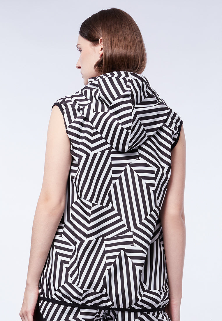 Printed Water Repellent Hoodie Vest
