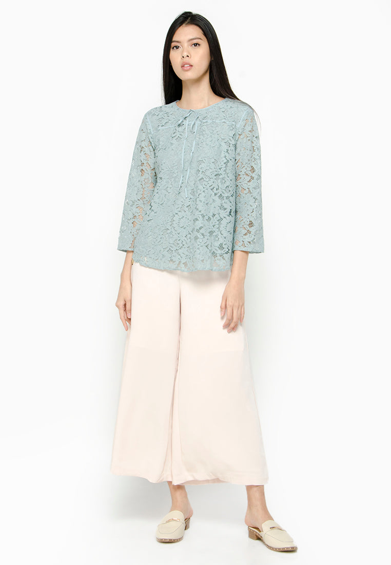 Lace Blouse with Taped Ribbon Detail
