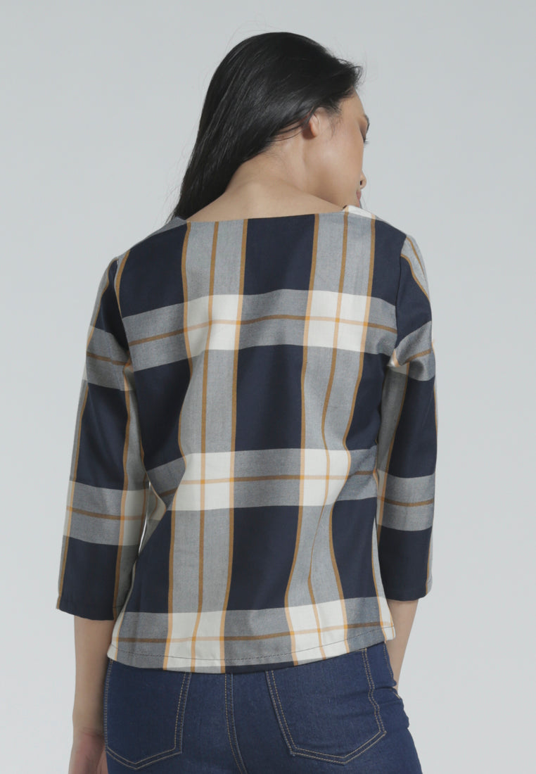 Buttoned Check Blouse