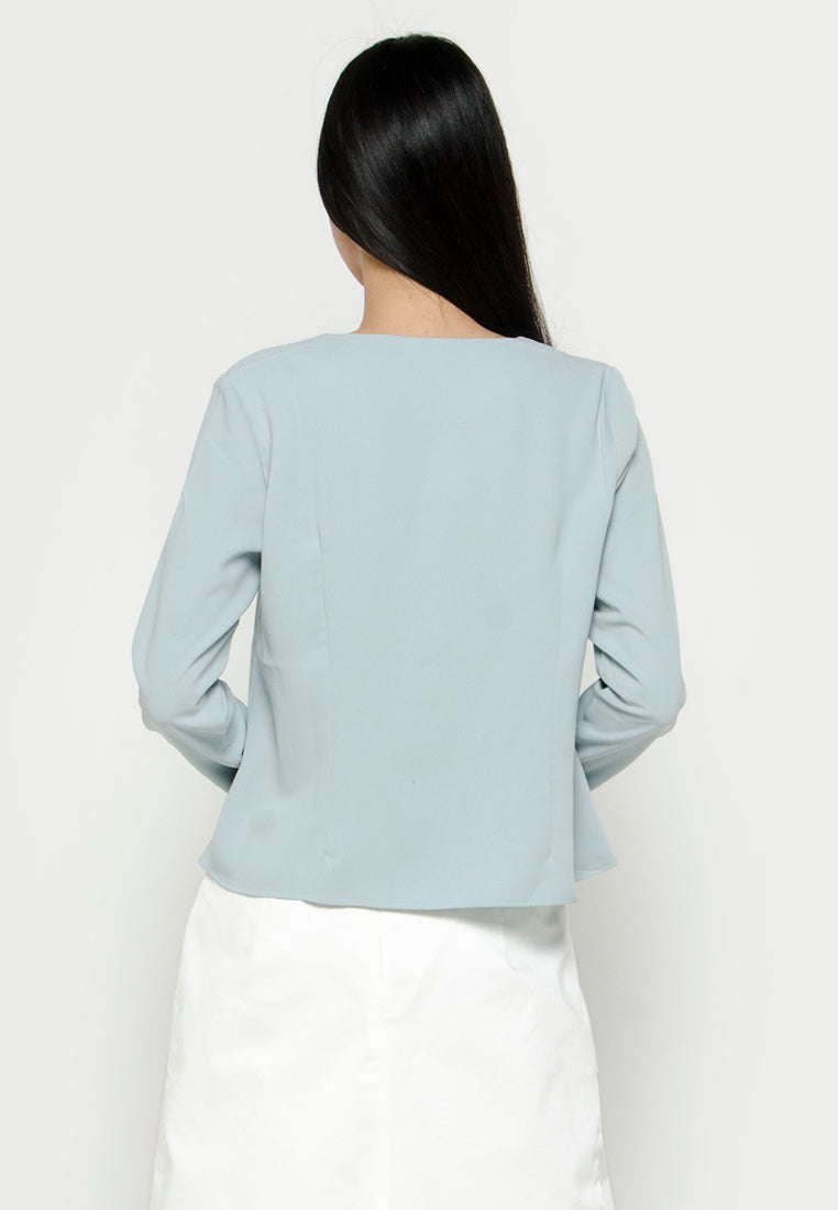 Blouse with Asymmetrical Front and Gold Buttons