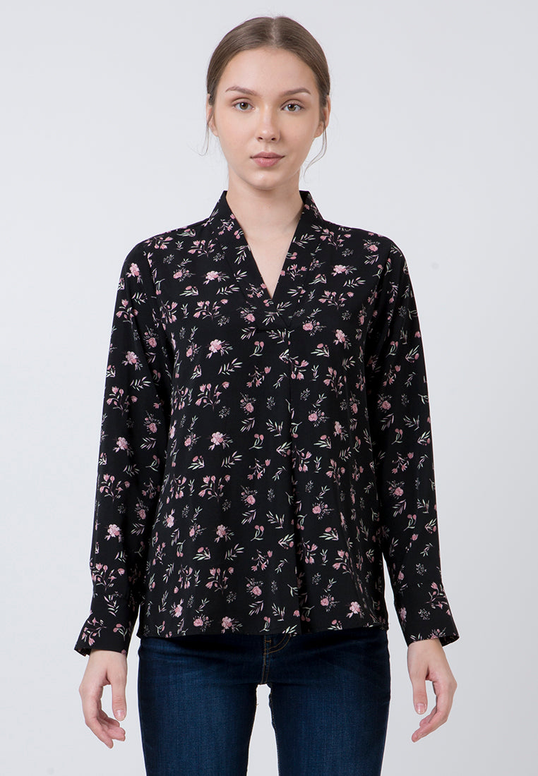 Floral Black Blouse Femme 20D004