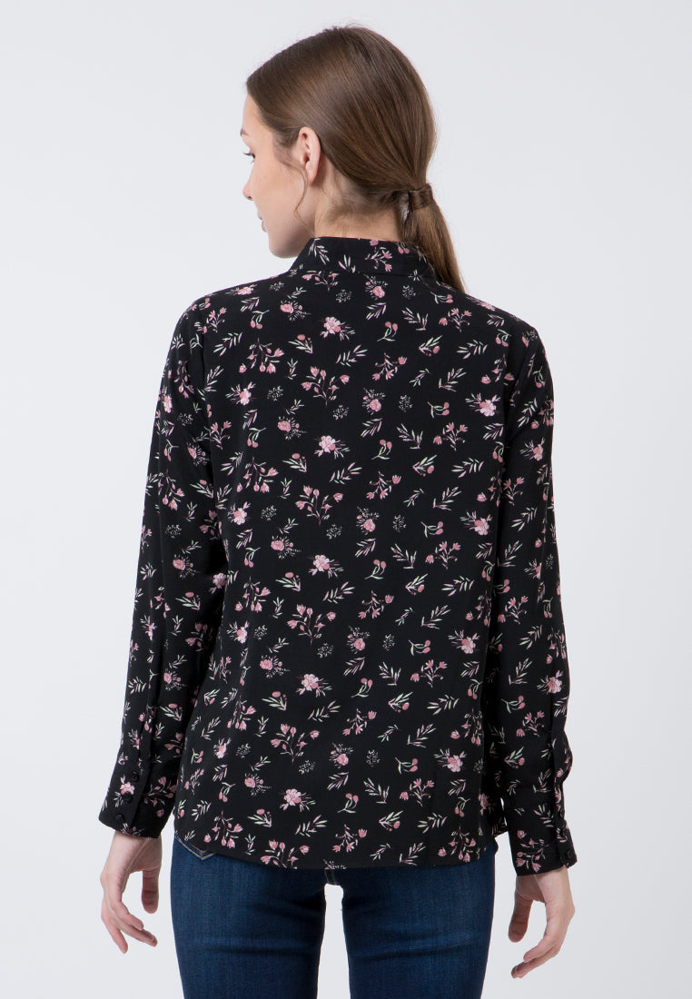 Floral Black Blouse Femme 20D004
