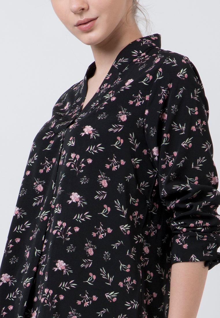 Floral Black Blouse Femme 20D004