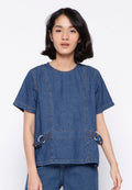 Denim Blouse with Side Rings