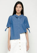 Boxy Chambray Blouse with O-ring Detail