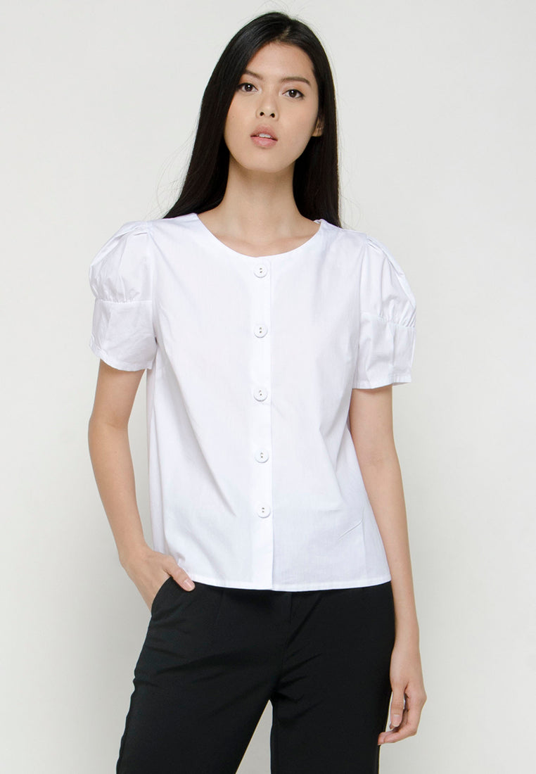 Blouse with Puff Sleeve Detail