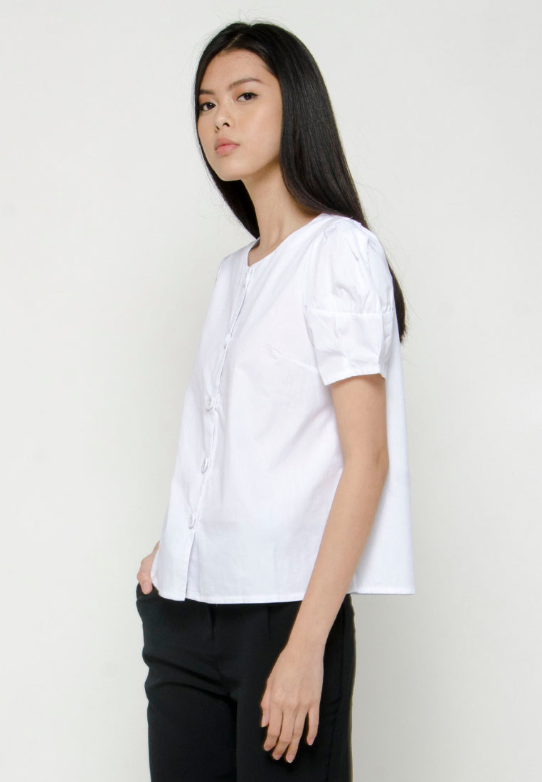 Blouse with Puff Sleeve Detail