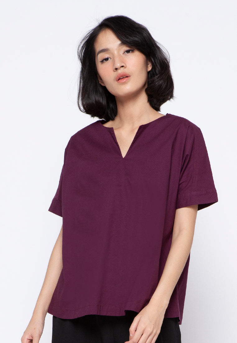 Plum Short Sleeve Blouse