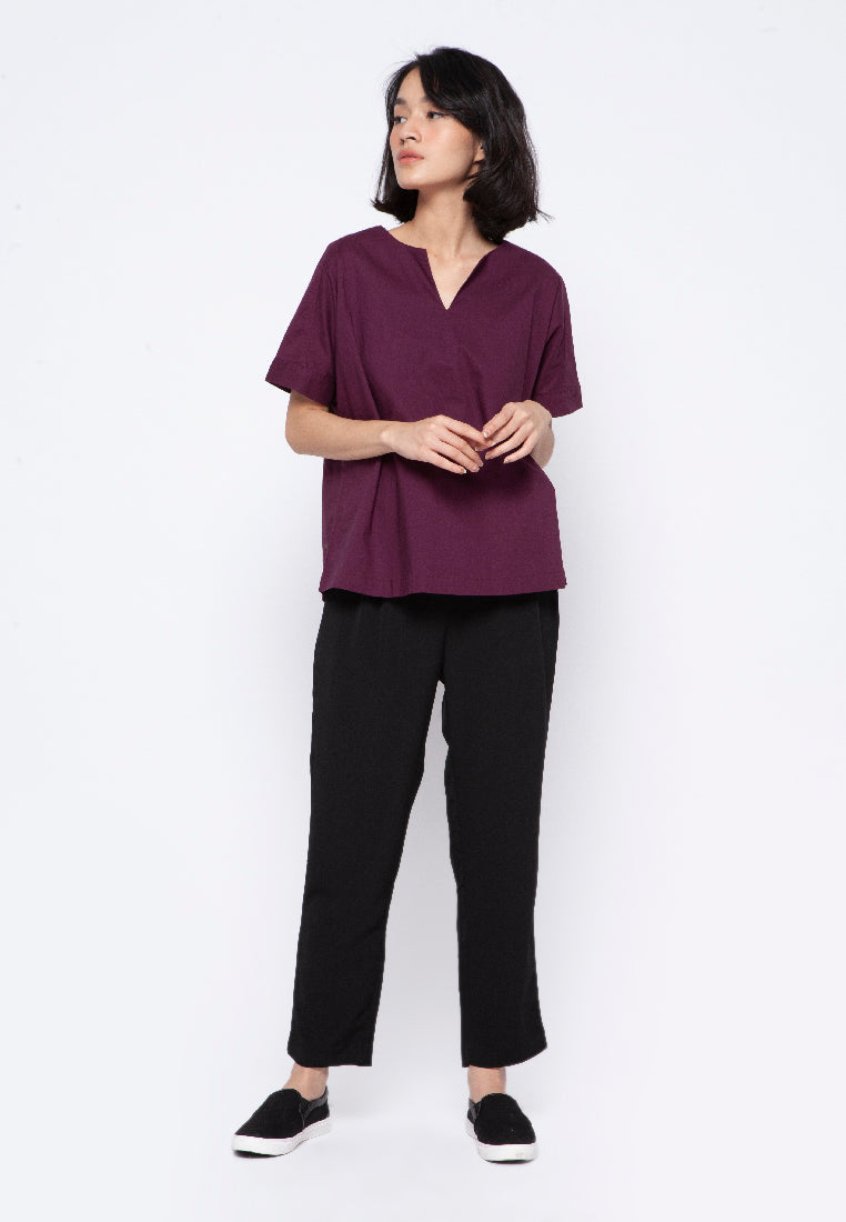 Plum Short Sleeve Blouse