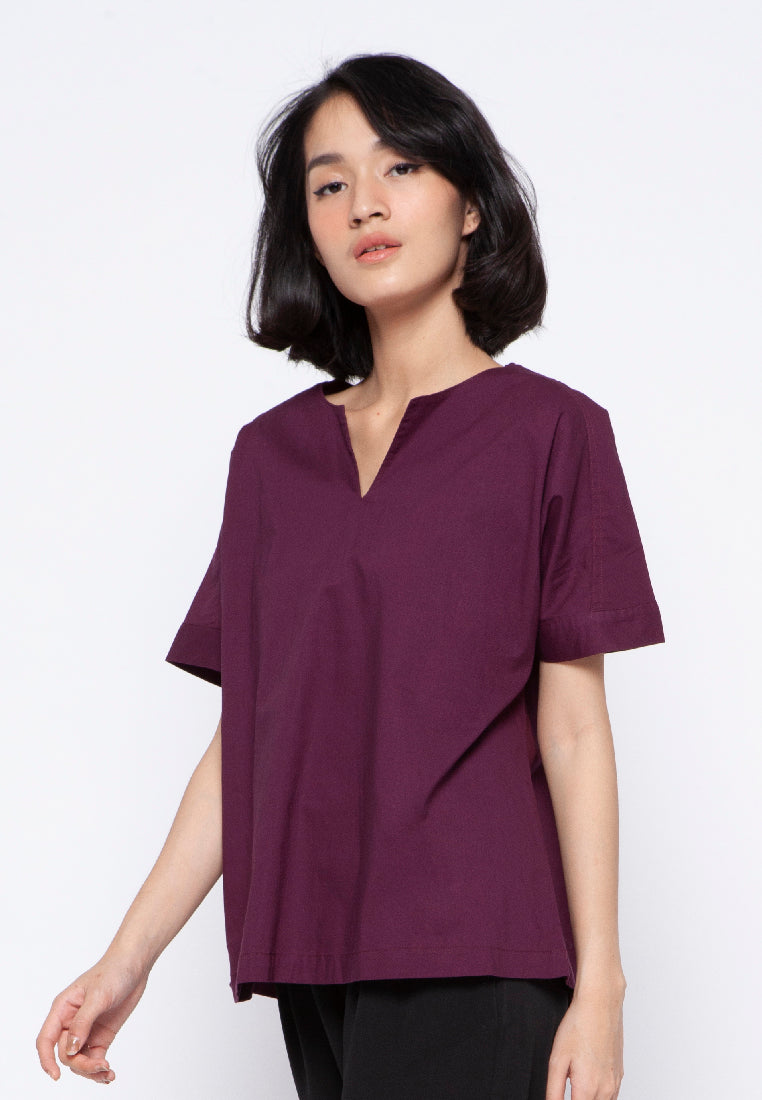 Plum Short Sleeve Blouse
