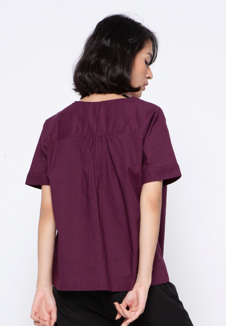 Plum Short Sleeve Blouse