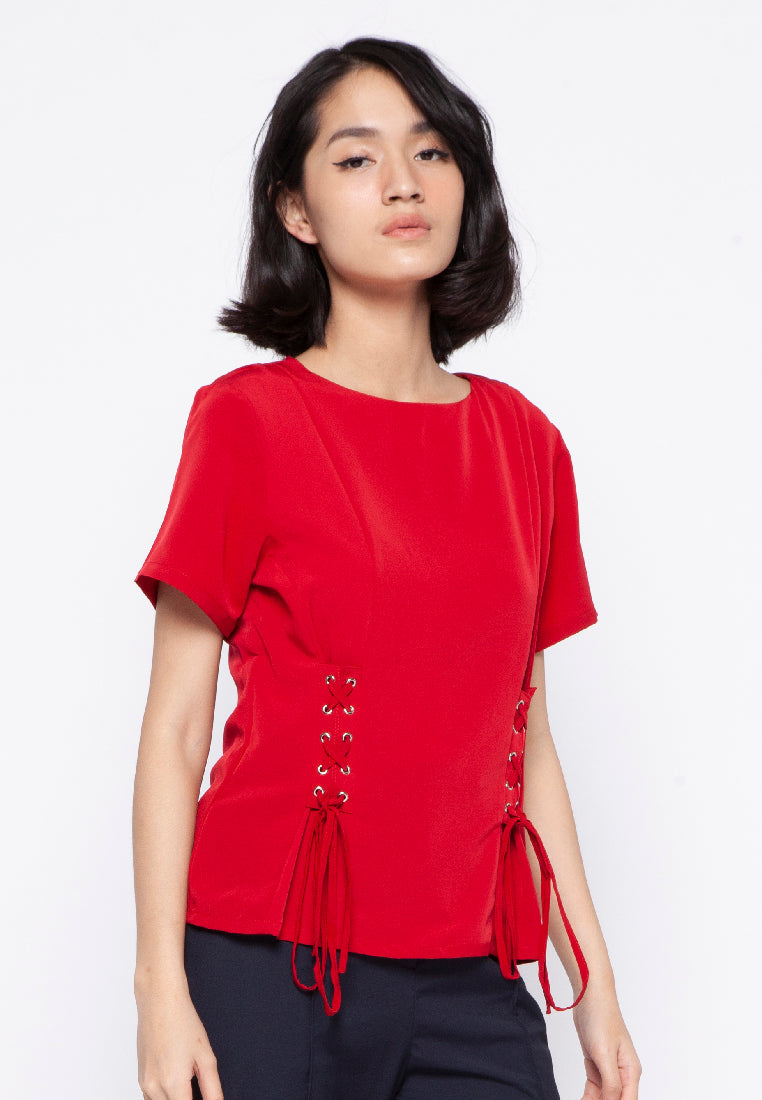 Blouse with Waistline Lacing