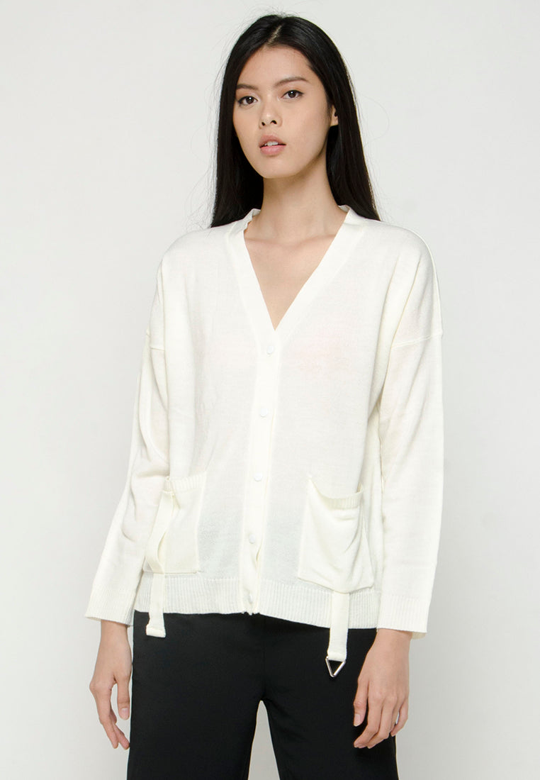 Cardigan with Strap Belt Detail
