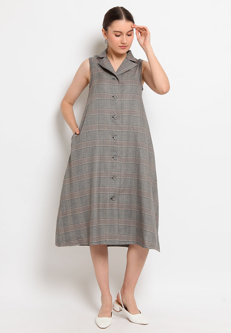 Button-up checked dress
