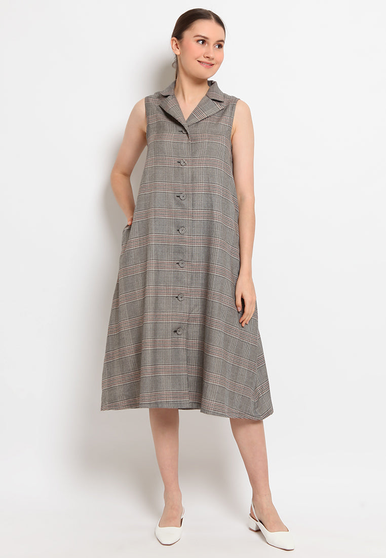 Button-up checked dress