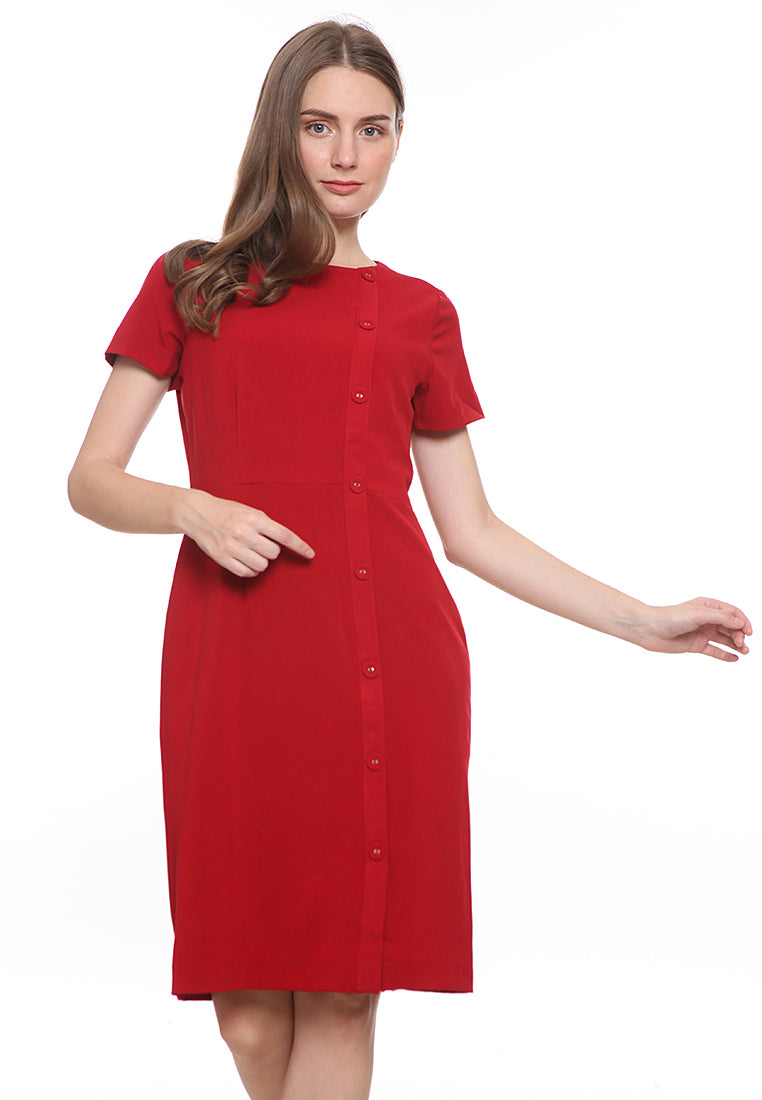 Button Detail Midi Dress