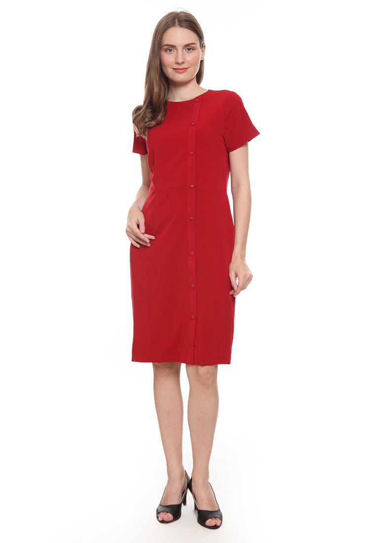 Button Detail Midi Dress
