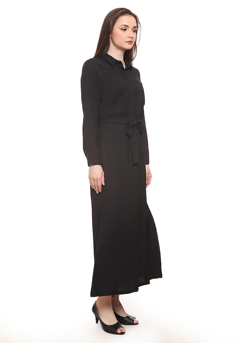 Belted maxi shirt dress