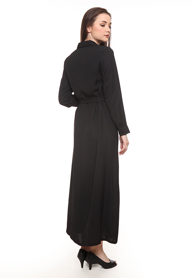 Belted maxi shirt dress