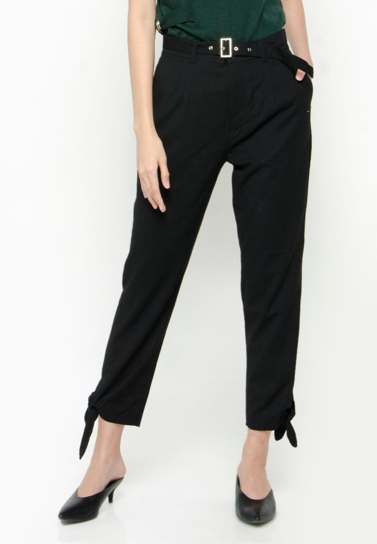 Belted Pants with Tied Hem