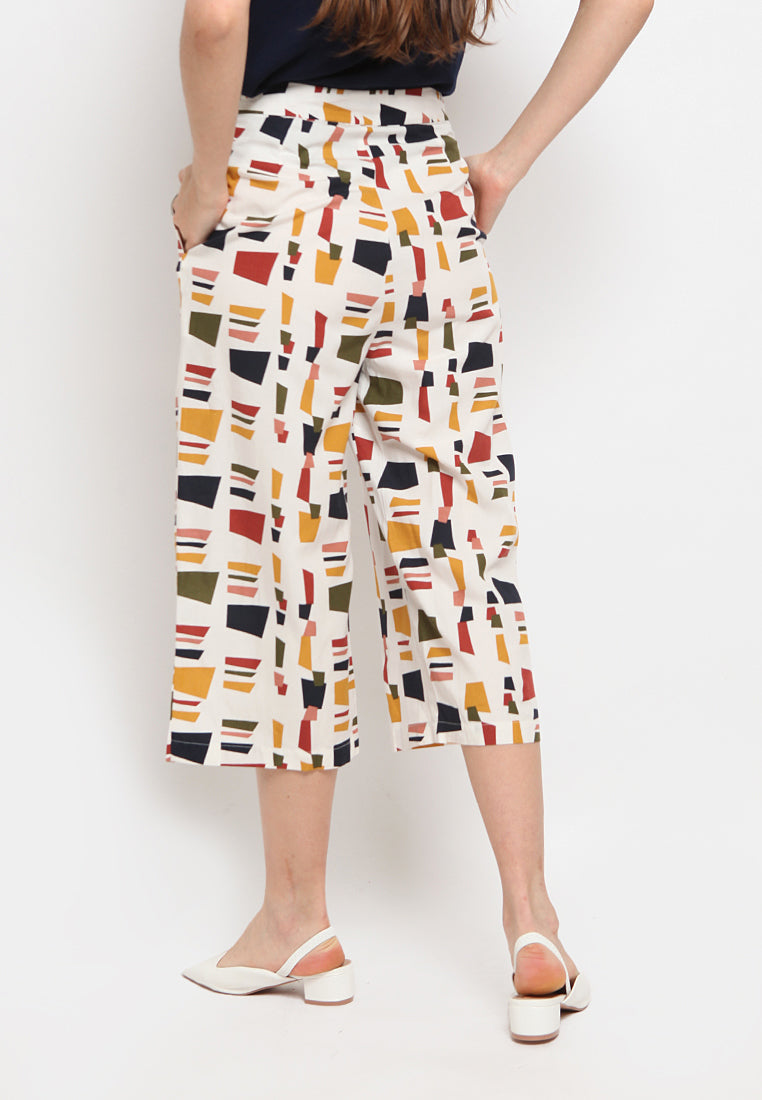 Straight wide printed trouser