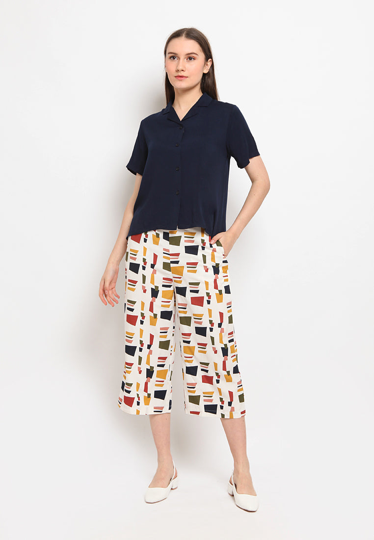 Straight wide printed trouser