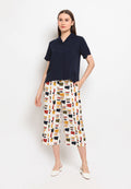 Straight wide printed trouser