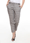 Checked Crop Pants with Button Detail
