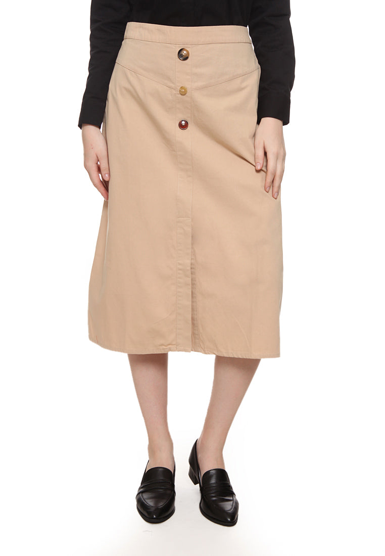 A-Line Buttoned Midi Skirt
