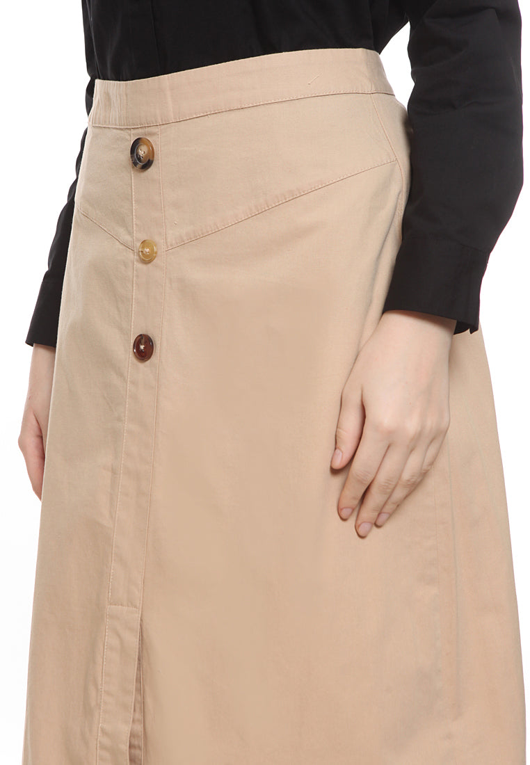 A-Line Buttoned Midi Skirt