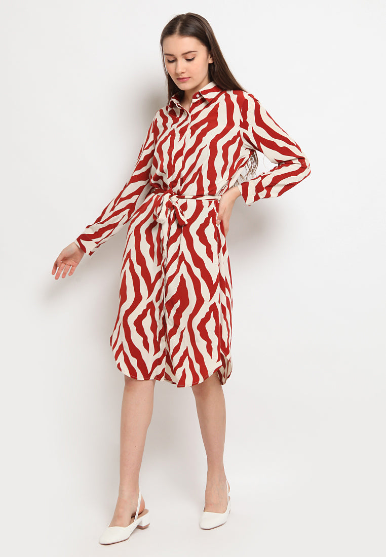 Belted Shirt Midi Dress