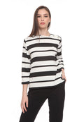 Striped 3/4 sleeve T-shirt