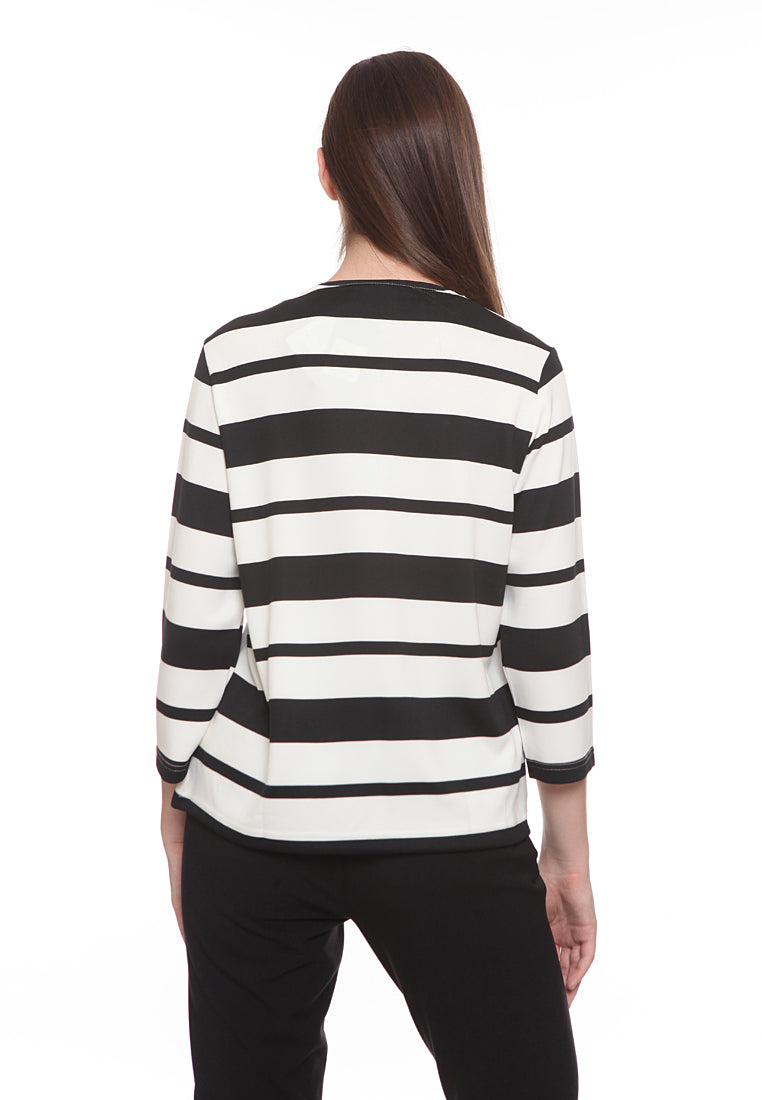 Striped 3/4 sleeve T-shirt