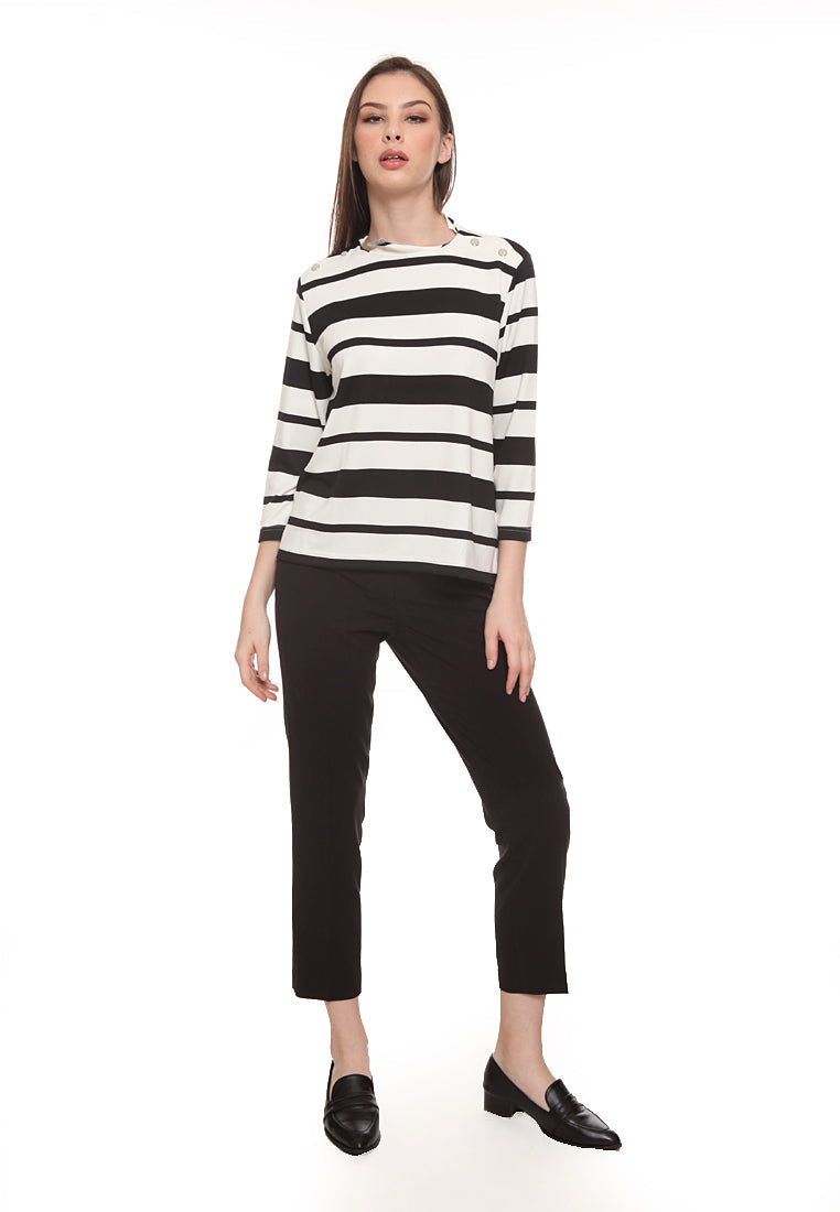 Striped 3/4 sleeve T-shirt