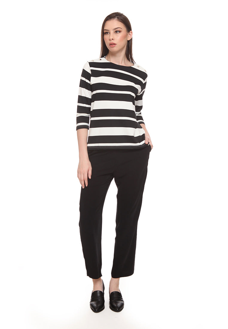 Striped 3/4 sleeve T-shirt