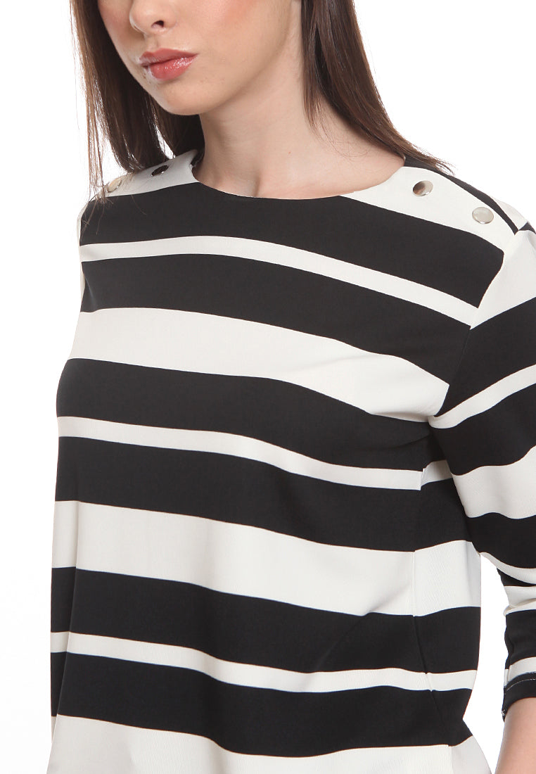 Striped 3/4 sleeve T-shirt