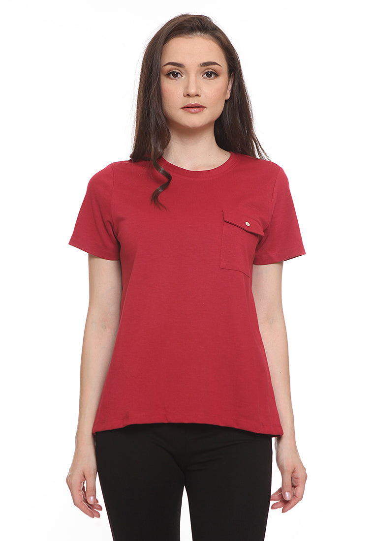 Short sleeve top with flap