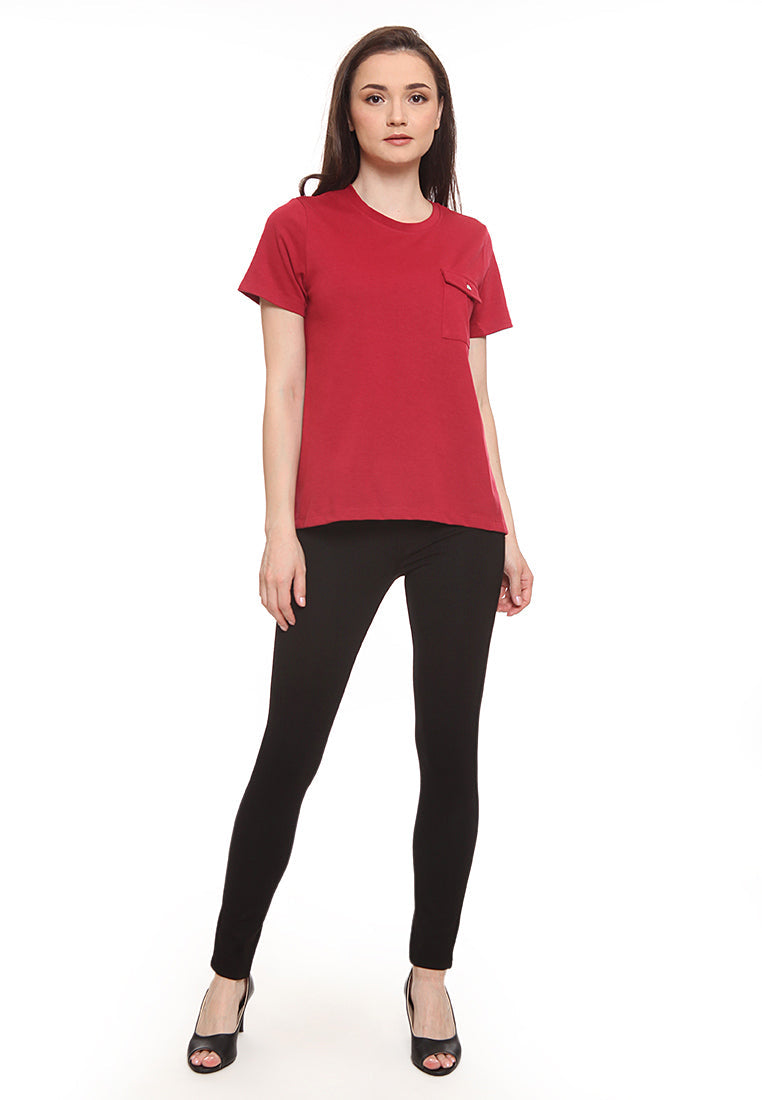 Short sleeve top with flap