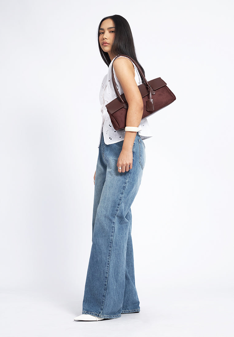 Dark Brown Leather Shoulder Bag